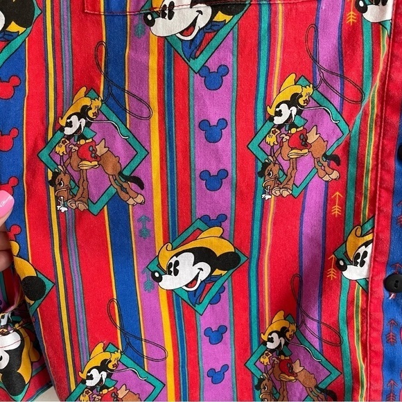 Vintage Disney Cowboy Mickey Mouse Button Down Shirt, Western Cowboy, Size S - Picture 6 of 9